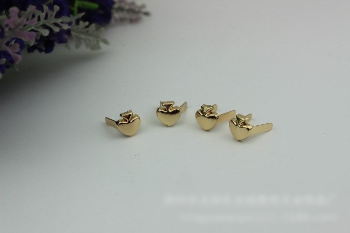 Heart Shaped Purse Label 1/10pcs Bag Hardware Charm Light Gold Handmade Purse Handbag Making Metal Decoration 8mm 3/8" Wholesale Supplies