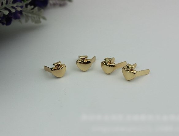 Heart Shaped Purse Label 1/10pcs Bag Hardware Charm Light Gold Handmade Purse Handbag Making Metal Decoration 8mm 3/8" Wholesale Supplies