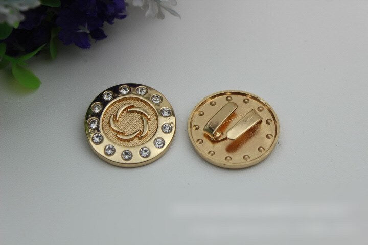 Round Purse Label 1/10pcs Bag Hardware Charm Light Gold Handmade Purse Handbag Making Metal Decoration 27mm 1 1/8" Wholesale Supplies