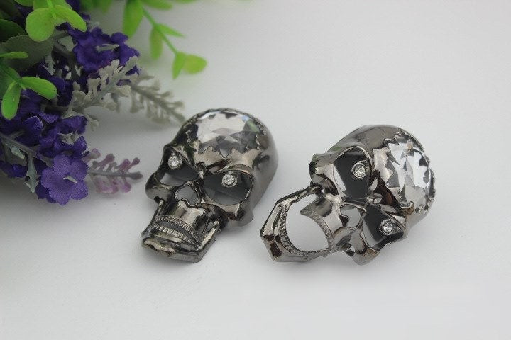 Skull Shaped Purse Label 1/10pcs Bag Hardware Charm Gold Gunmetal Handmade Purse Handbag Making Metal Decoration 55mm Wholesale Supplies