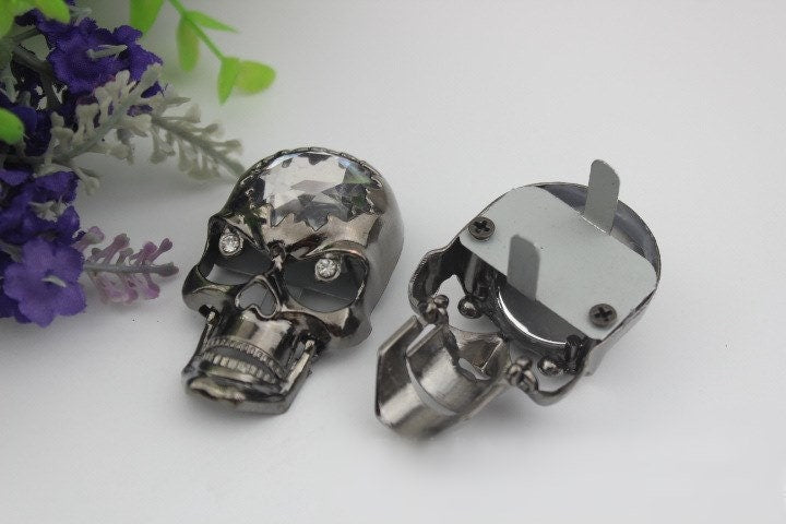 Skull Shaped Purse Label 1/10pcs Bag Hardware Charm Gold Gunmetal Handmade Purse Handbag Making Metal Decoration 55mm Wholesale Supplies