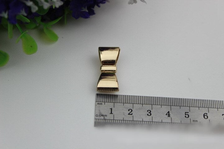 Bow-Knot Purse Label 1/10pcs Bag Hardware Charm Light Gold Handmade Purse Handbag Making Metal Decoration 25mm 1 Inch Wholesale Supplies