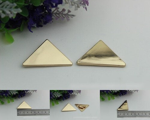 Triangle Purse Label 1/10pcs Bag Hardware Charm Light Gold Handmade Purse Handbag Making Metal Decoration 40mm 1 5/8" Wholesale Supplies