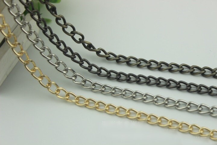 Purse Chain 100cm 39,3" Crossbody Metal Curb Brass Strap Handle Silver Gold Black Bronze Hardware Leather Bag Handbag Clutch Vintage DIY