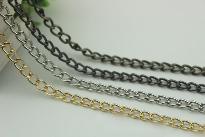 Purse Chain 100cm 39,3" Crossbody Metal Curb Brass Strap Handle Silver Gold Black Bronze Hardware Leather Bag Handbag Clutch Vintage DIY