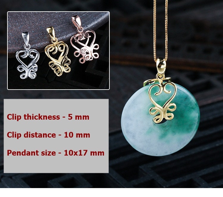 Sterling Silver Rose Gold Heart Buckle Clip Pendant Setting Fine 925 5x10 mm For One Stone Gemstone Pearl No Prongs DIY Jewelry Wholesale