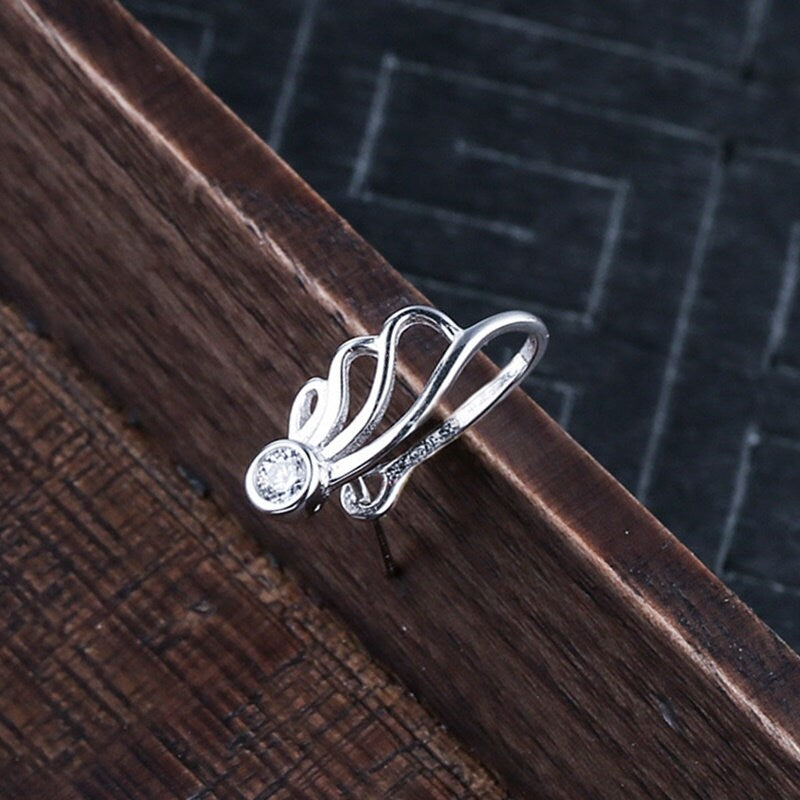 Sterling Silver Round Buckle Clip Pendant No Prongs Setting Rose Gold Fine 925 11x9 mm For One Stone Gemstone Pearl DIY Jewelry Wholesale