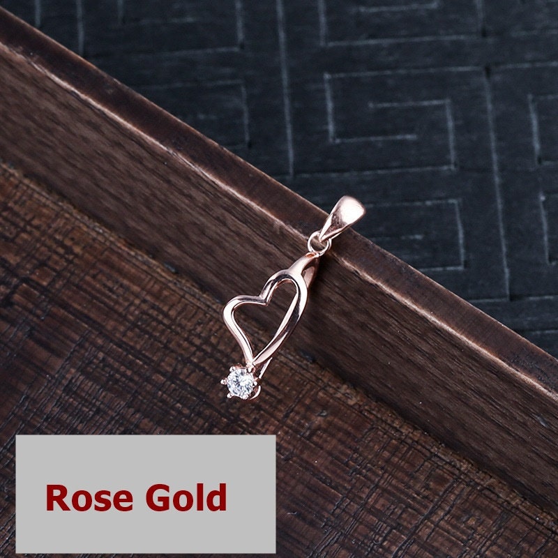 Round Buckle Clip Pendant Setting Sterling Silver Rose Gold Fine 925 11x9 mm For One Stone Gemstone Pearl No Prongs DIY Jewelry Wholesale