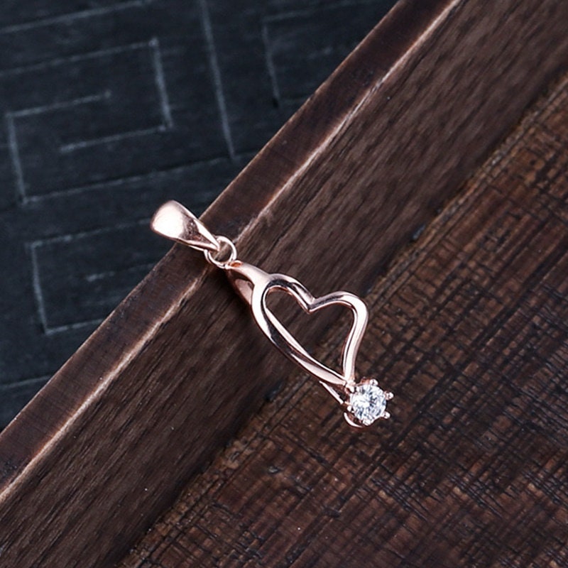 Round Buckle Clip Pendant Setting Sterling Silver Rose Gold Fine 925 11x9 mm For One Stone Gemstone Pearl No Prongs DIY Jewelry Wholesale