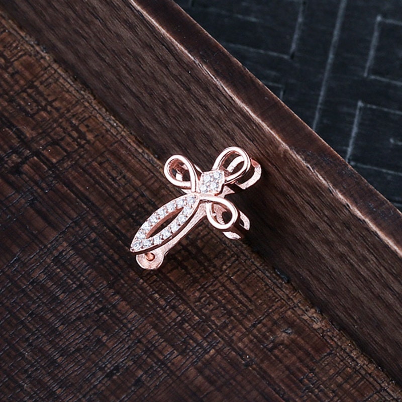 Sterling Silver Rose Gold Round Buckle Clip Pendant Setting Fine 925 3.5x7 mm For One Stone Gemstone Pearl No Prongs DIY Jewelry Wholesale