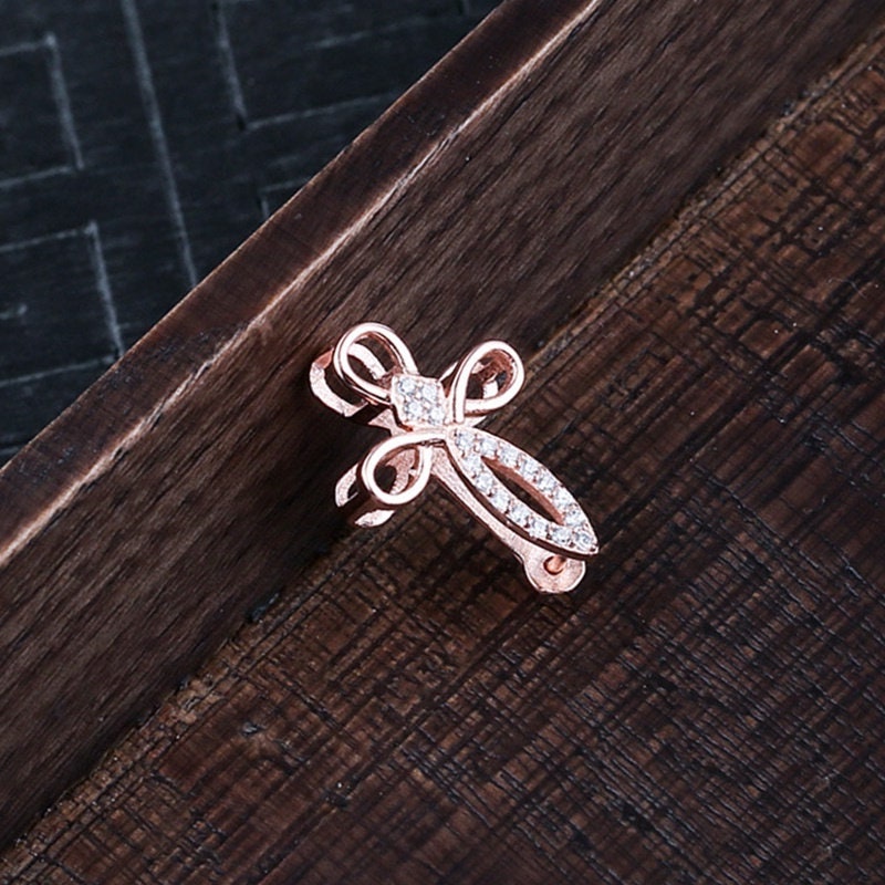 Sterling Silver Rose Gold Round Buckle Clip Pendant Setting Fine 925 3.5x7 mm For One Stone Gemstone Pearl No Prongs DIY Jewelry Wholesale