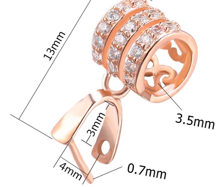 Sterling Silver Rose Gold Round Buckle Clip Pendant Setting Base Fine 925 3x4 mm For 1 Stone Gemstone Pearl No Prongs DIY Jewelry Wholesale