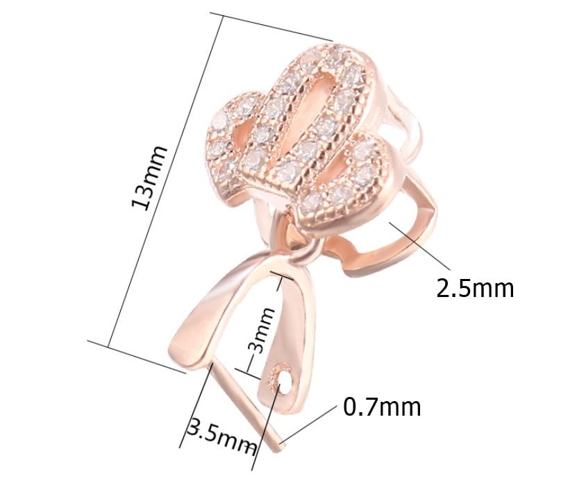 Crystals Crown Buckle Clip Pendant Setting Sterling Silver Rose Gold Fine 925 3x3.5mm For One Stone Pearl No Prongs DIY Jewelry Wholesale