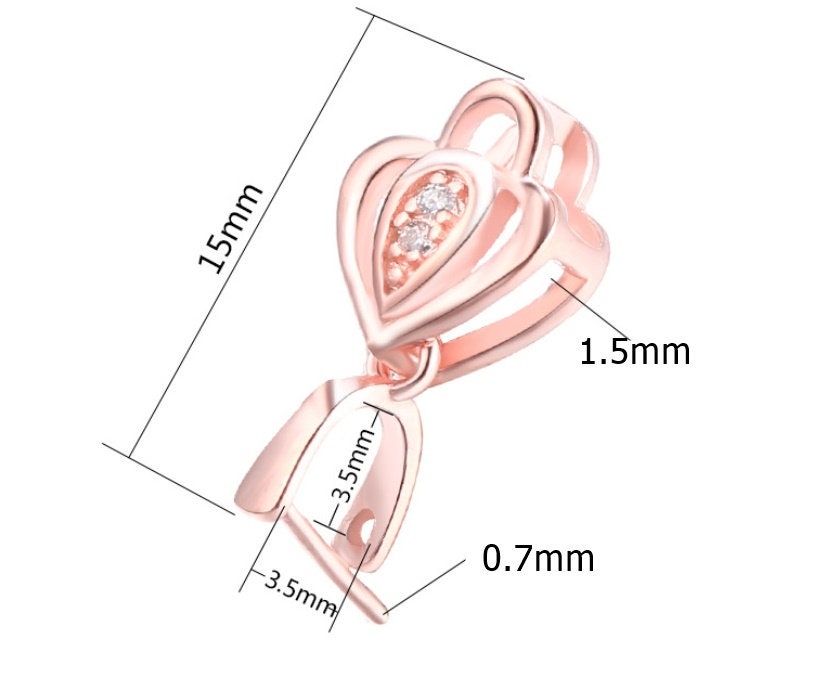 Crystals Flower Buckle Clip Pendant Sterling Silver Rose Gold No Prongs Setting Fine 925 3.5x3.5mm For One Stone Pearl DIY Jewelry Wholesale