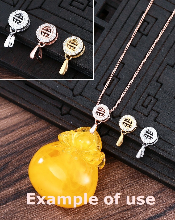 Round Crystals Buckle Clip Pendant Setting Sterling Silver Rose Gold Fine 925 3x3mm For One Stone Pearl No Prongs DIY Jewelry Bulk Wholesale