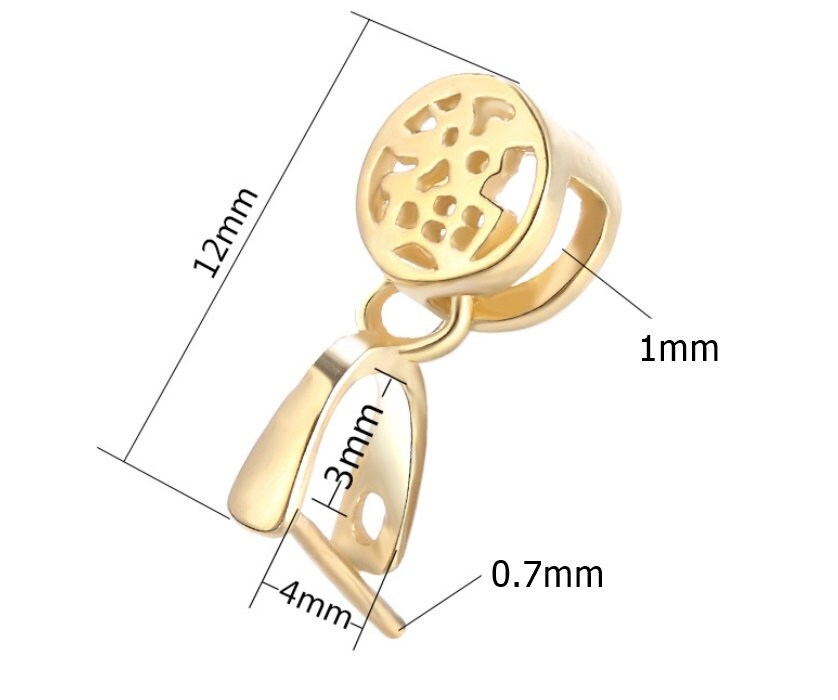 Round Buckle Clip Pinch Bail Pendant Setting Sterling Silver Rose Gold Fine 925 3x4 mm Front Drilled Stone Gemstone DIY Jewelry Wholesale