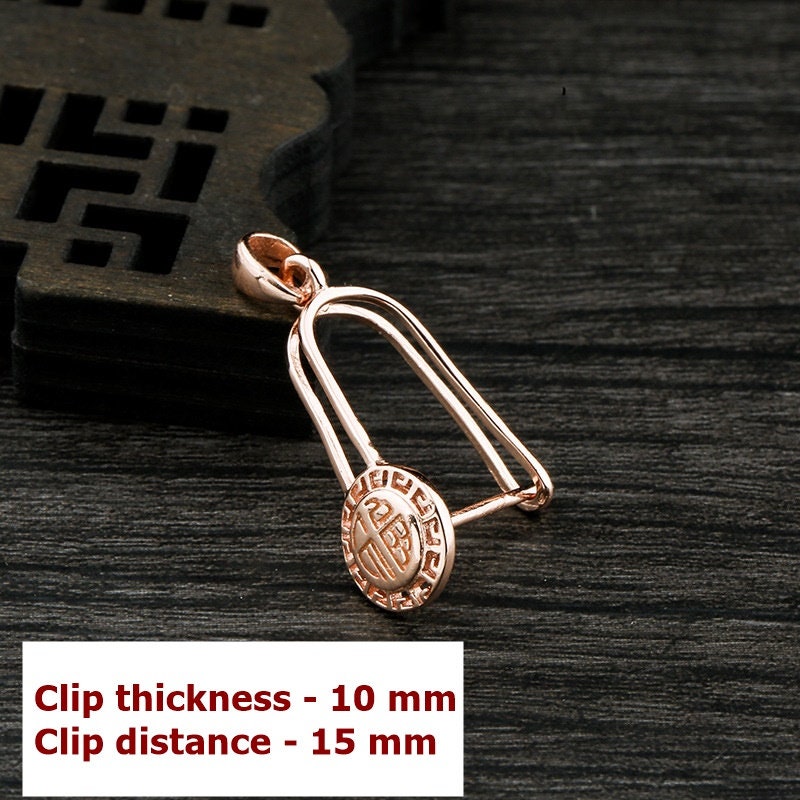 Round Pendant Setting Buckle Clip Fine Silver Rose Gold Sterling 925 10x15 mm For One Stone Gemstone Pearl No Prongs DIY Jewelry Wholesale