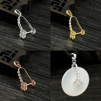 Round Buckle Clip Pendant Setting Sterling Silver Rose Gold Fine 925 10x13 mm For One Stone Gemstone Pearl No Prongs DIY Jewelry Wholesale