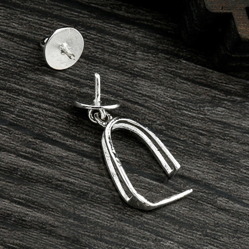 Round Buckle Clip Pendant Setting Sterling Silver Rose Gold Fine 925 7x10mm For One Stone Gemstone Pearl No Prongs DIY Jewelry Wholesale