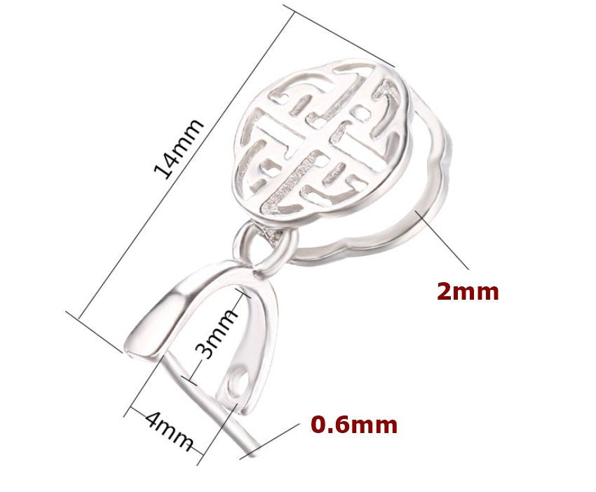 Round Pattern Buckle Clip Pendant Setting Wholesale Sterling Silver Rose Gold Fine 925 3x4 mm For One Stone Pearl No Prongs DIY Jewelry