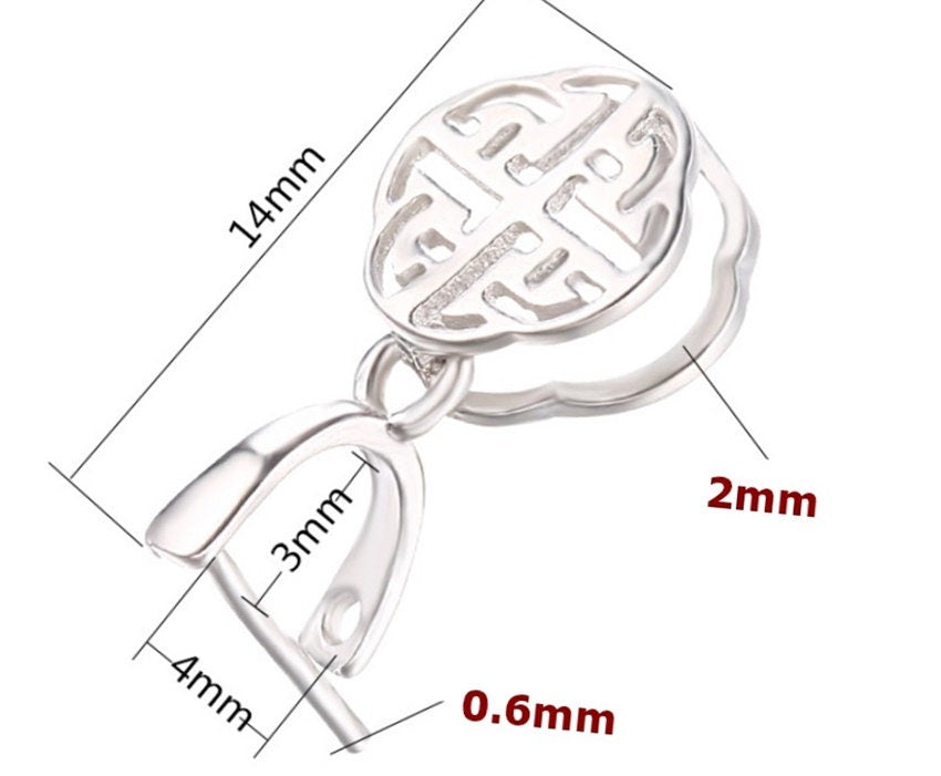 Round Pattern Buckle Clip Pendant Setting Wholesale Sterling Silver Rose Gold Fine 925 3x4 mm For One Stone Pearl No Prongs DIY Jewelry