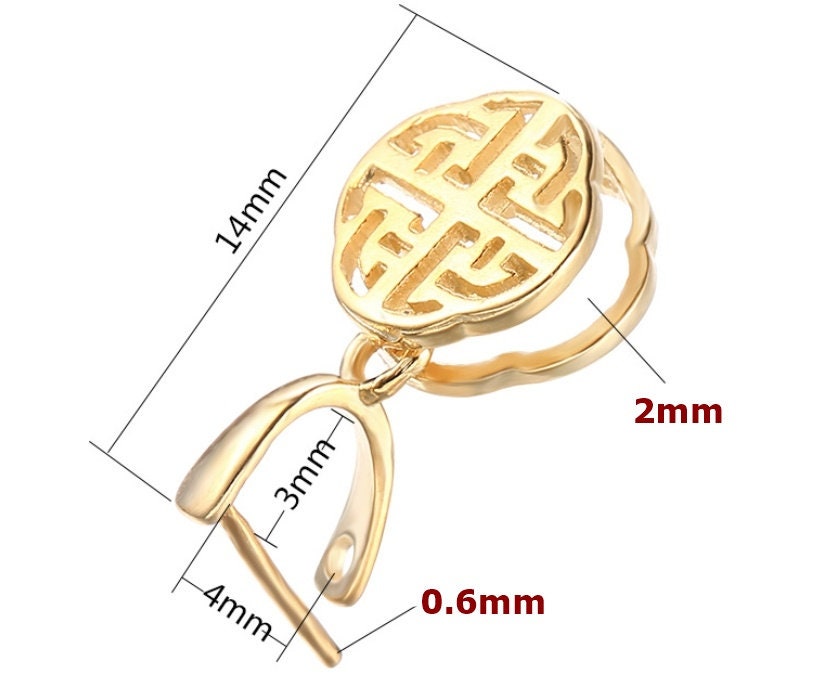 Round Pattern Buckle Clip Pendant Setting Wholesale Sterling Silver Rose Gold Fine 925 3x4 mm For One Stone Pearl No Prongs DIY Jewelry