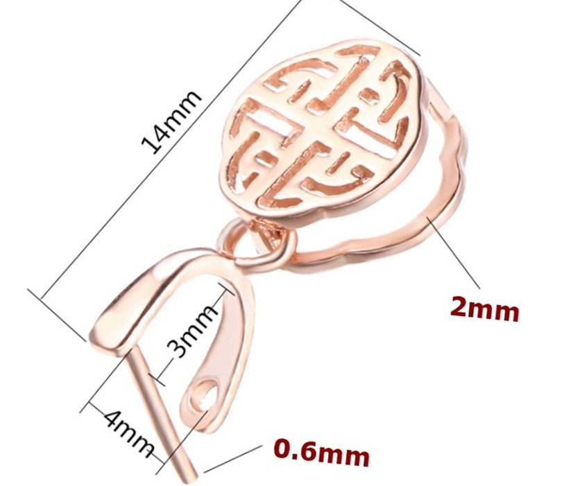 Round Pattern Buckle Clip Pendant Setting Wholesale Sterling Silver Rose Gold Fine 925 3x4 mm For One Stone Pearl No Prongs DIY Jewelry