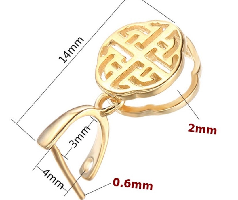 Round Pattern Buckle Clip Pendant Setting Wholesale Sterling Silver Rose Gold Fine 925 3x4 mm For One Stone Pearl No Prongs DIY Jewelry