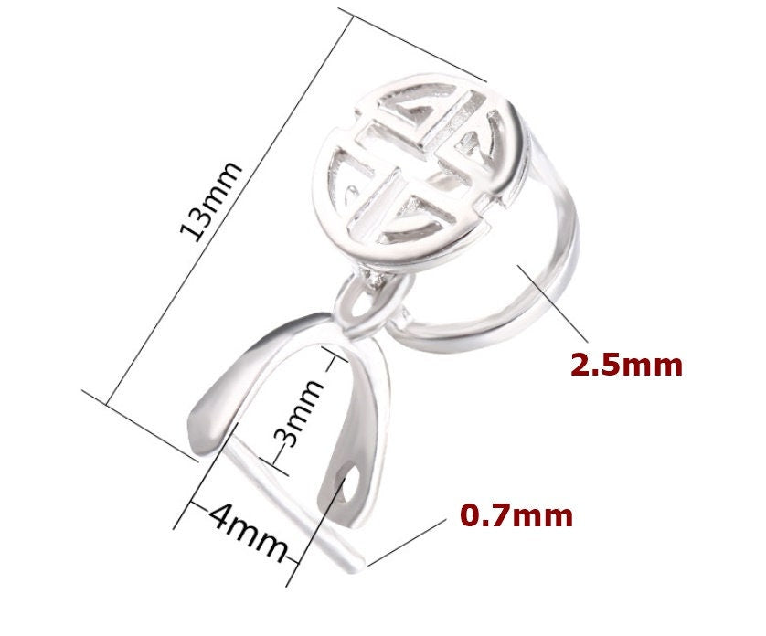 Sterling Silver Round Pattern Buckle Clip Pendant Setting Tray Rose Gold Fine 925 3x4 mm For One Stone Pearl No Prongs DIY Jewelry Wholesale