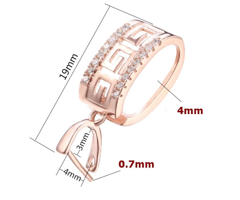 Crystals Buckle Clip Pendant Setting Sterling Silver Rose Gold Fine 925 3x4 mm For One Stone Gemstone Pearl No Prongs DIY Jewelry Wholesale