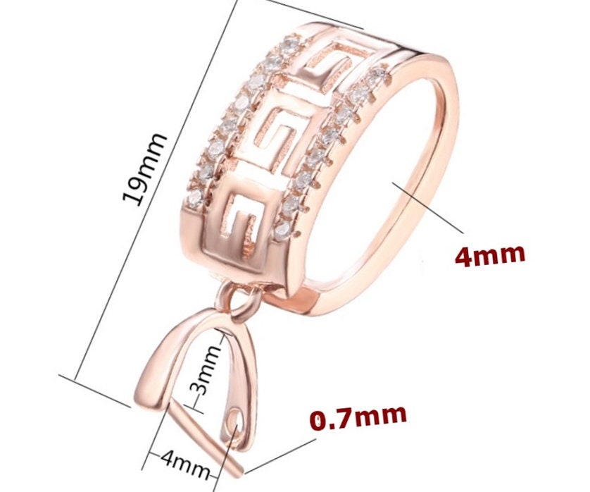 Crystals Buckle Clip Pendant Setting Sterling Silver Rose Gold Fine 925 3x4 mm For One Stone Gemstone Pearl No Prongs DIY Jewelry Wholesale