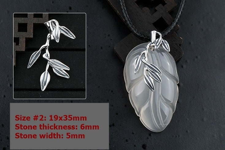 Sterling Silver Vintage Leaf Buckle Clip Pendant No Prongs Setting Fine 925 21 35 mm For One Stone Gemstone Pearl DIY Jewelry Wholesale