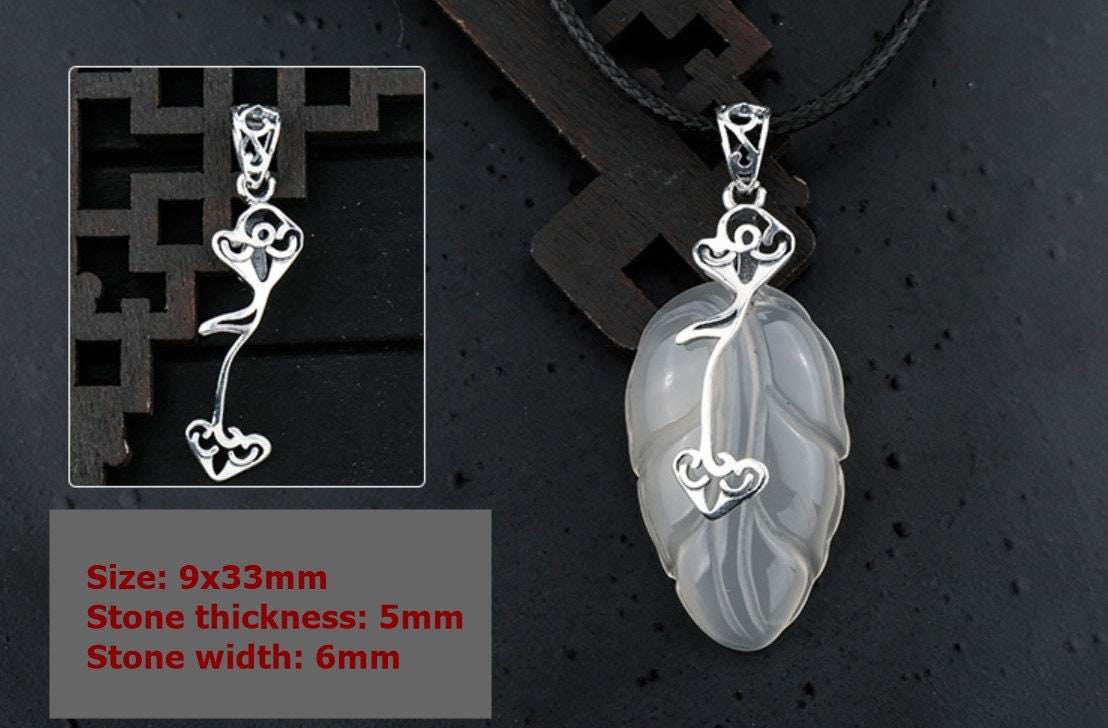 Flower Buckle Clip Pendant Blank Setting Sterling Silver Vintage Fine 925 9x33 mm For One Gemstone Pearl No Prongs DIY Jewelry Wholesale