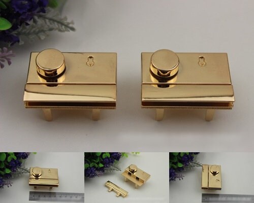 Rectangle Twist Press Lock Bag Hardware Light Gold 1/10 pcs Handmade Purse Handbag Making Metal 52 38 mm 2 1 1/2" Organizer Luggage Supplies