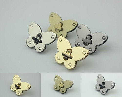 Butterfly Twist Turn Lock Bag Hardware Gold Silver Gunmetal Bronze 1/10 pcs Handmade Purse Handbag Making Metal 52 37 mm 2 1 1/2" Supplies