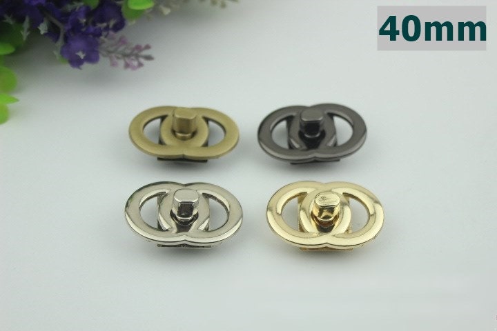 Round Twist Turn Lock Bag Hardware Gold Silver Gunmetal Bronze 1/10 pcs Handmade Purse Handbag Making Metal 50 40 mm 2 1 5/8" Supplies