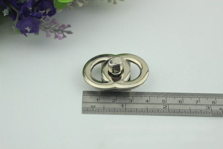 Round Twist Turn Lock Bag Hardware Gold Silver Gunmetal Bronze 1/10 pcs Handmade Purse Handbag Making Metal 50 40 mm 2 1 5/8" Supplies