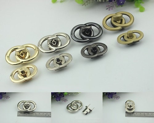 Round Twist Turn Lock Bag Hardware Gold Silver Gunmetal Bronze 1/10 pcs Handmade Purse Handbag Making Metal 50 40 mm 2 1 5/8" Supplies