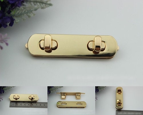 Rectangle Twist Press Lock Bag Hardware Light Gold 1/10 pcs Handmade Purse Handbag Making Metal 75 18 mm 3 3/4" Organizer Luggage Supplies