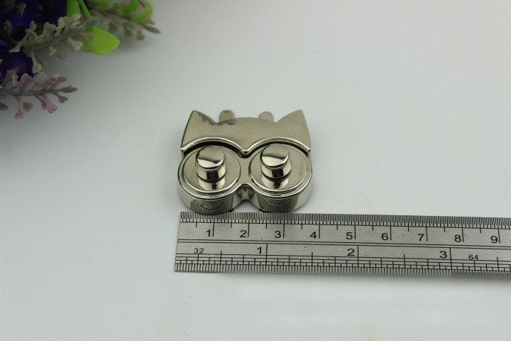 Owl Twist Turn Lock Bag Hardware Gold Silver Gunmetal Bronze 1/10 pcs Handmade Purse Handbag Making Metal 37 32 mm 1 1/2 1 1/4"" Supplies