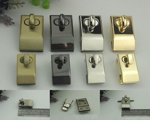 Rectangle Twist Turn Lock Bag Hardware Gold Silver Gunmetal Bronze 1/10pcs Handmade Purse Handbag Making Metal 32 43mm 1 1/4 1 3/4" Supplies