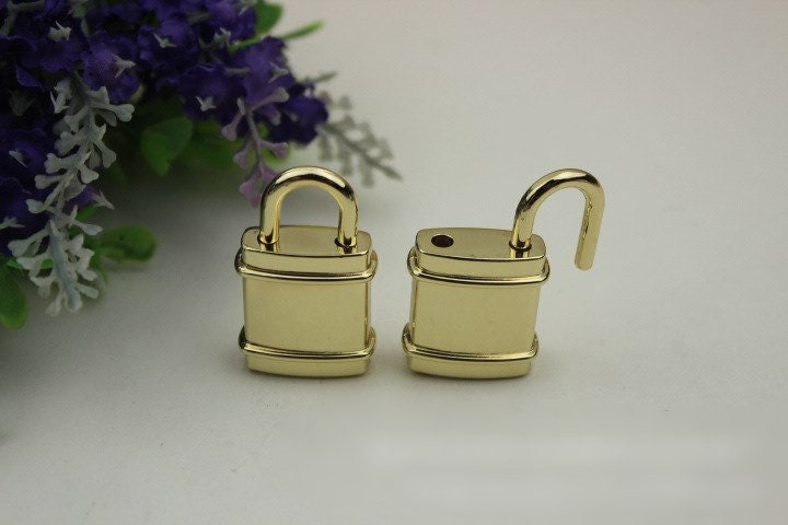 Padlock Bag Hardware Rectangle Light Gold 40x22mm 1/20 pcs Handmade Purse Handbag Making Metal Bulk Wholesale Accessories Supplies