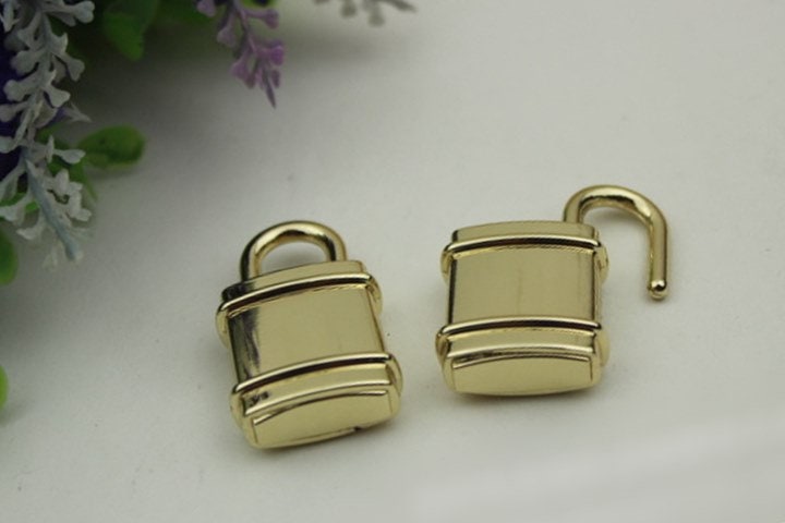 Padlock Bag Hardware Rectangle Light Gold 40x22mm 1/20 pcs Handmade Purse Handbag Making Metal Bulk Wholesale Accessories Supplies