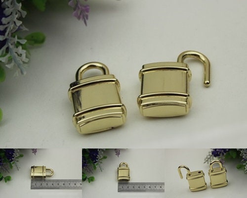 Padlock Bag Hardware Rectangle Light Gold 40x22mm 1/20 pcs Handmade Purse Handbag Making Metal Bulk Wholesale Accessories Supplies