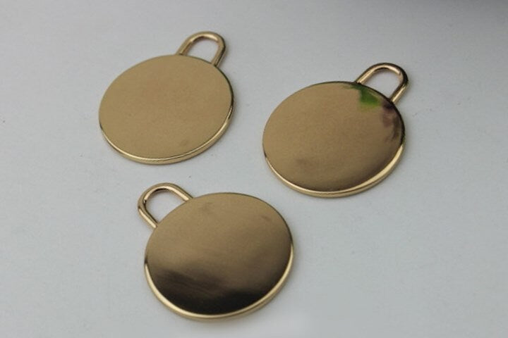 Round Tongue Zipper Pull Bag Hardware Charm Slider Metal Light Gold 1/10 pcs Wholesale Handmade Purse Handbag Making 25mm 1 Inch Supplies