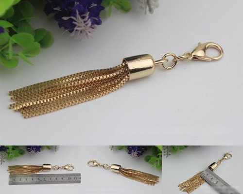 Tassel Keychain Bag Hardware Cute Light Gold 1/10 pcs Handmade Purse Handbag Making Metal Charms 110mm 4 1/4 Inch Bulk Wholesale Supplies