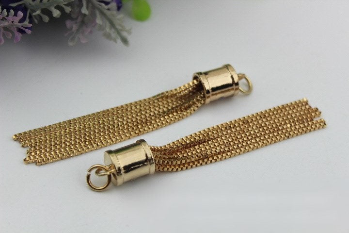 Tassel Keychain Bag Hardware Cute Light Gold 1/10 pcs Handmade Purse Handbag Making Metal Charms 95mm 3 3/4 Inch Bulk Wholesale Supplies