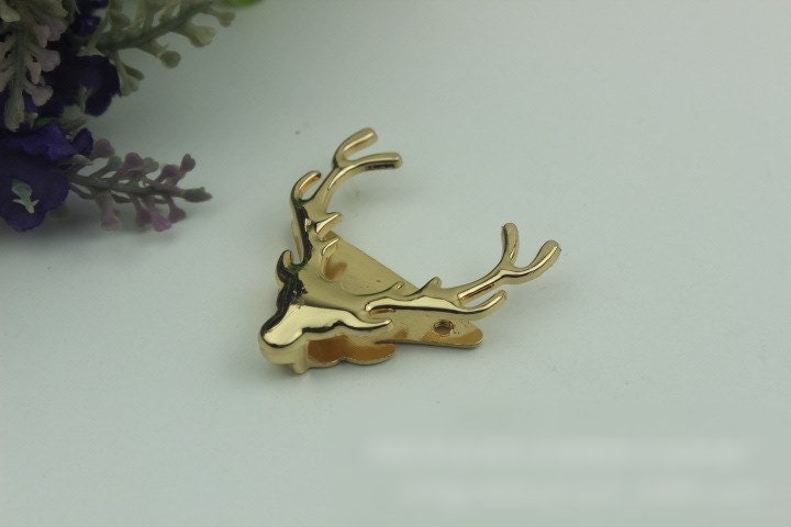 Antler Purse Label 1/10pcs Bag Hardware Charm Gold Gunmetal Handmade Purse Handbag Making Metal Decoration 42mm 1 5/8" Wholesale Supplies