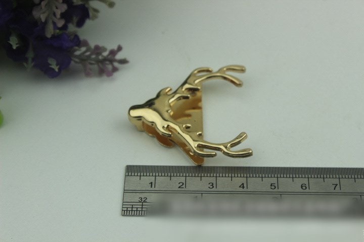 Antler Purse Label 1/10pcs Bag Hardware Charm Gold Gunmetal Handmade Purse Handbag Making Metal Decoration 42mm 1 5/8" Wholesale Supplies