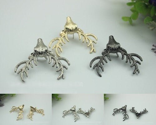 Antler Purse Label 1/10pcs Bag Hardware Charm Gold Silver Gunmetal Handmade Purse Handbag Making Metal Decoration 50mm 2" Wholesale Supplies